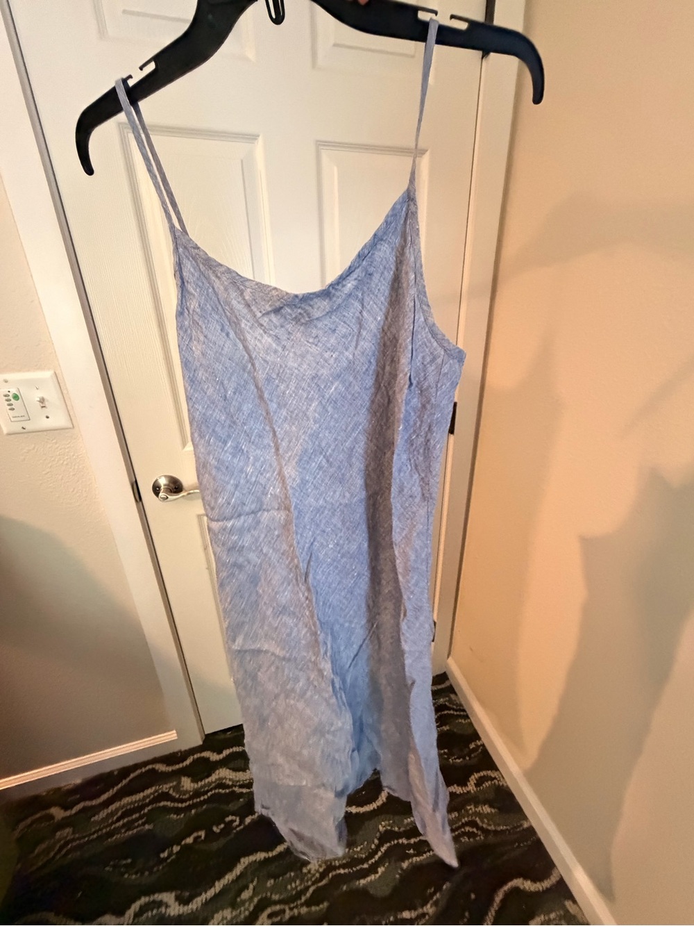 bryn Walker Blue Two Tone Linen Midi Bias Slip Dress Size M EUC #456